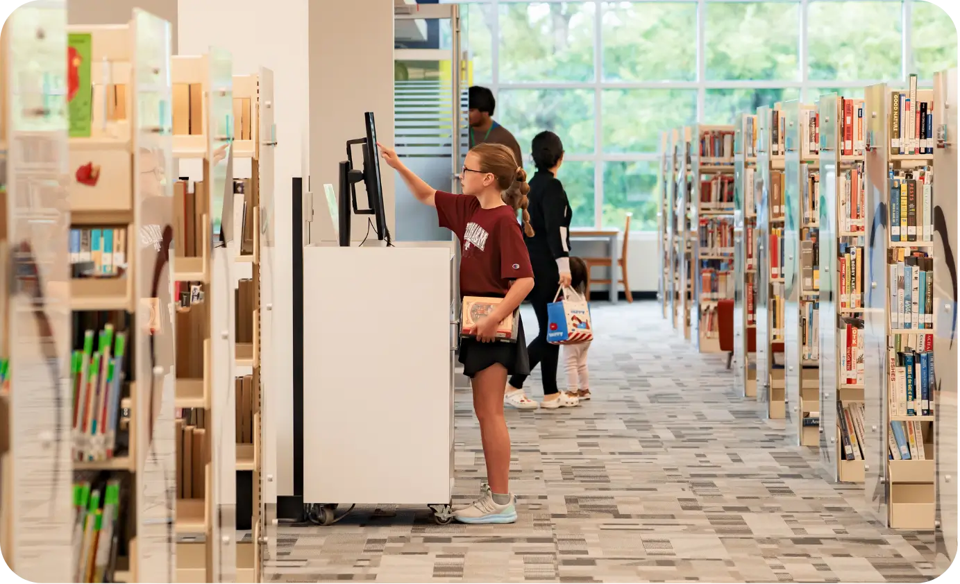 Community members accessing welcoming library spaces and services